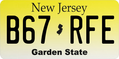 NJ license plate B67RFE