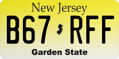 NJ license plate B67RFF