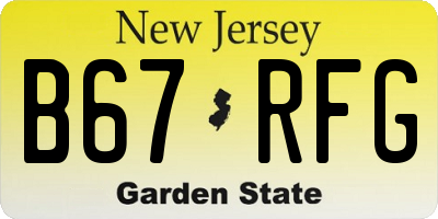 NJ license plate B67RFG