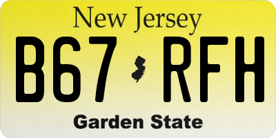 NJ license plate B67RFH