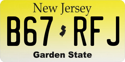NJ license plate B67RFJ