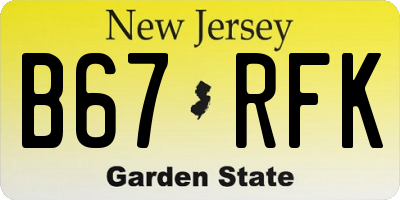 NJ license plate B67RFK