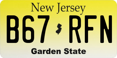 NJ license plate B67RFN