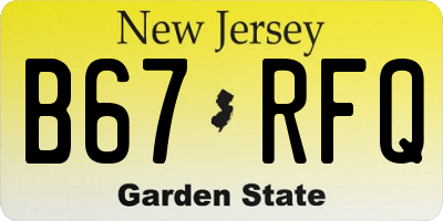 NJ license plate B67RFQ