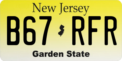 NJ license plate B67RFR