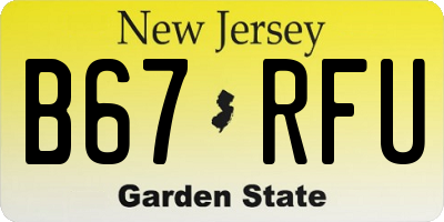 NJ license plate B67RFU