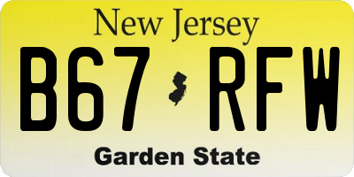 NJ license plate B67RFW