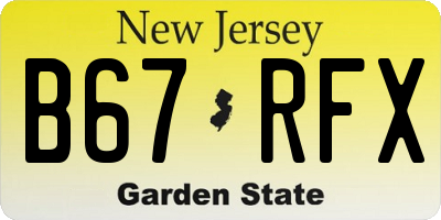 NJ license plate B67RFX