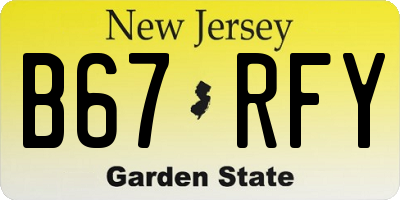 NJ license plate B67RFY