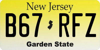 NJ license plate B67RFZ