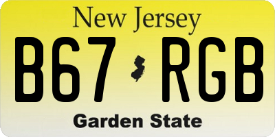 NJ license plate B67RGB
