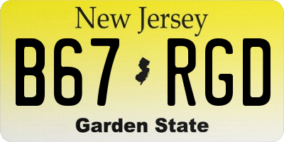NJ license plate B67RGD