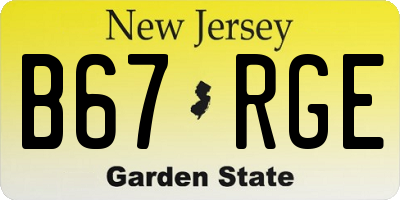 NJ license plate B67RGE
