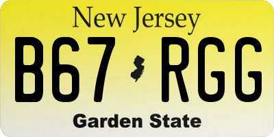 NJ license plate B67RGG