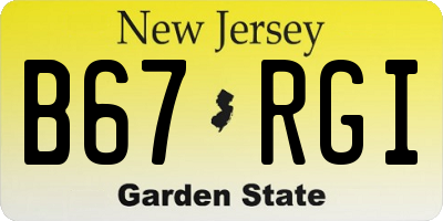 NJ license plate B67RGI