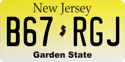 NJ license plate B67RGJ