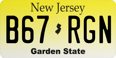 NJ license plate B67RGN