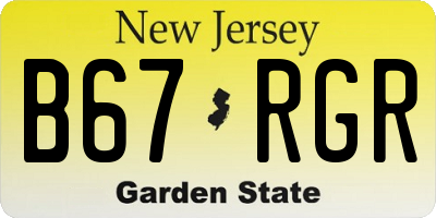 NJ license plate B67RGR