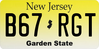 NJ license plate B67RGT