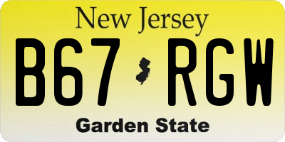 NJ license plate B67RGW
