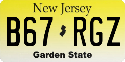 NJ license plate B67RGZ