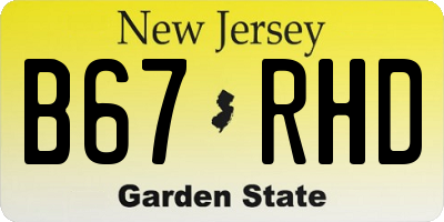 NJ license plate B67RHD