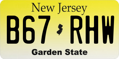NJ license plate B67RHW