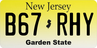 NJ license plate B67RHY