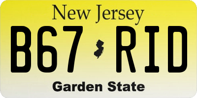 NJ license plate B67RID