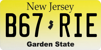 NJ license plate B67RIE