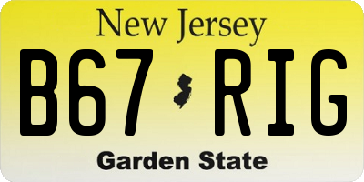 NJ license plate B67RIG