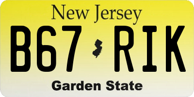 NJ license plate B67RIK