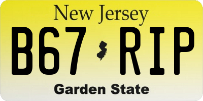 NJ license plate B67RIP
