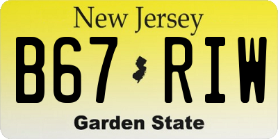 NJ license plate B67RIW