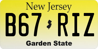 NJ license plate B67RIZ