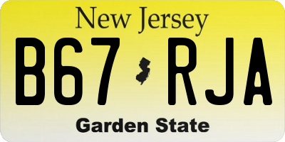 NJ license plate B67RJA