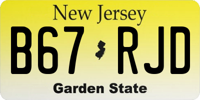 NJ license plate B67RJD