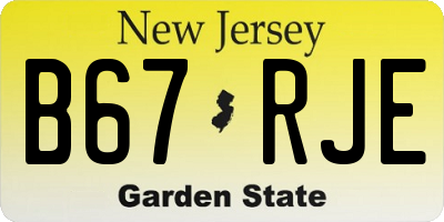 NJ license plate B67RJE