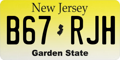 NJ license plate B67RJH