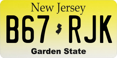NJ license plate B67RJK