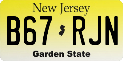 NJ license plate B67RJN