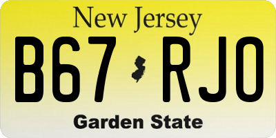 NJ license plate B67RJO