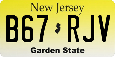 NJ license plate B67RJV