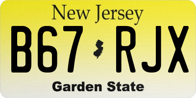 NJ license plate B67RJX