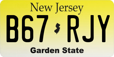 NJ license plate B67RJY