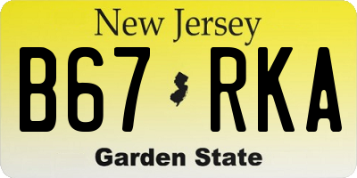 NJ license plate B67RKA