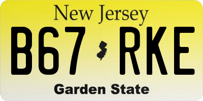 NJ license plate B67RKE