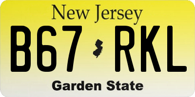 NJ license plate B67RKL