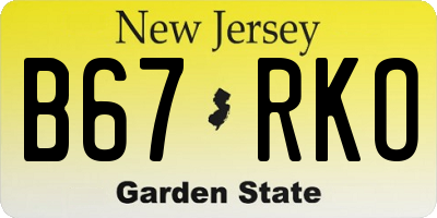NJ license plate B67RKO