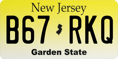 NJ license plate B67RKQ